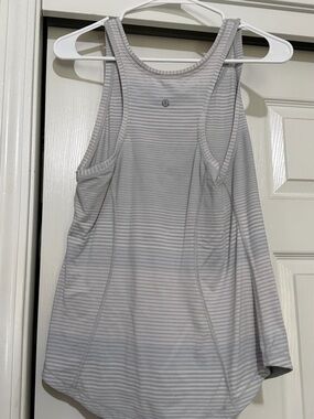 lululemon athletica Light Gray Striped Racerback Tank Top